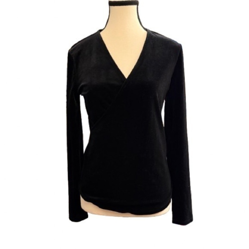 Sundance Black Velour Long Sleeve Wrap Top – Women’s XS